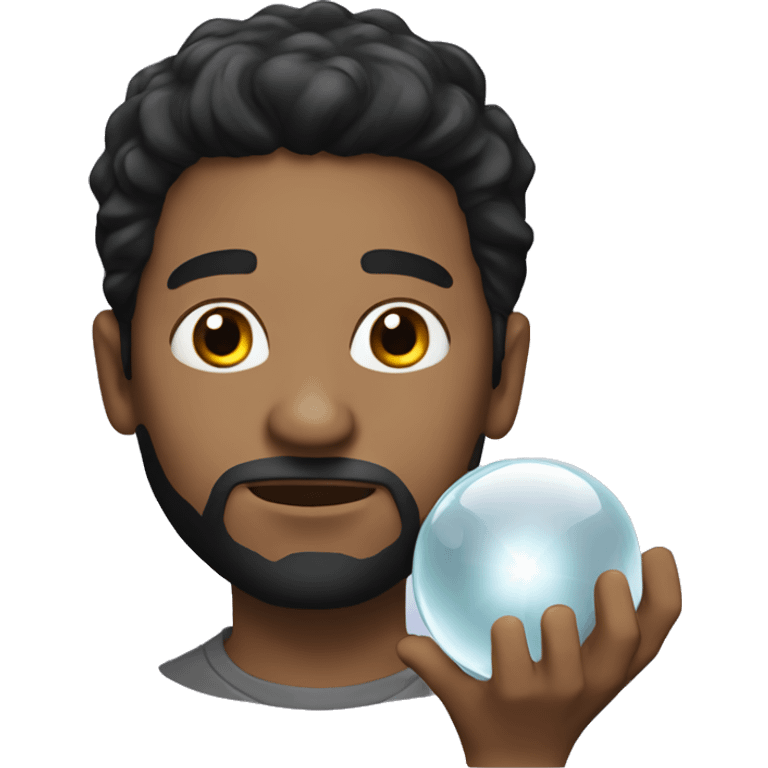 guy with black hair holding crystal ball emoji