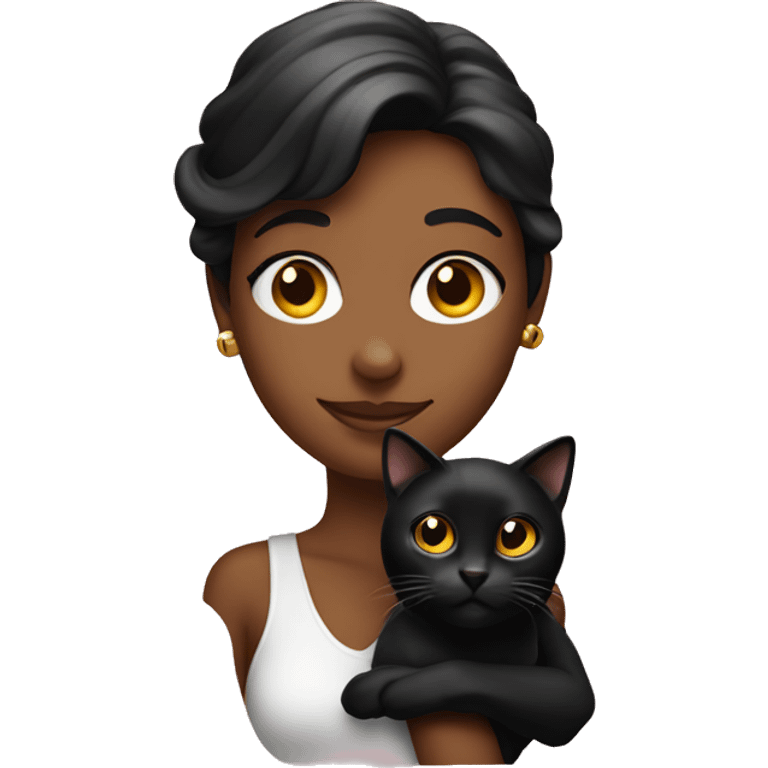 Pretty woman holding Black cat emoji