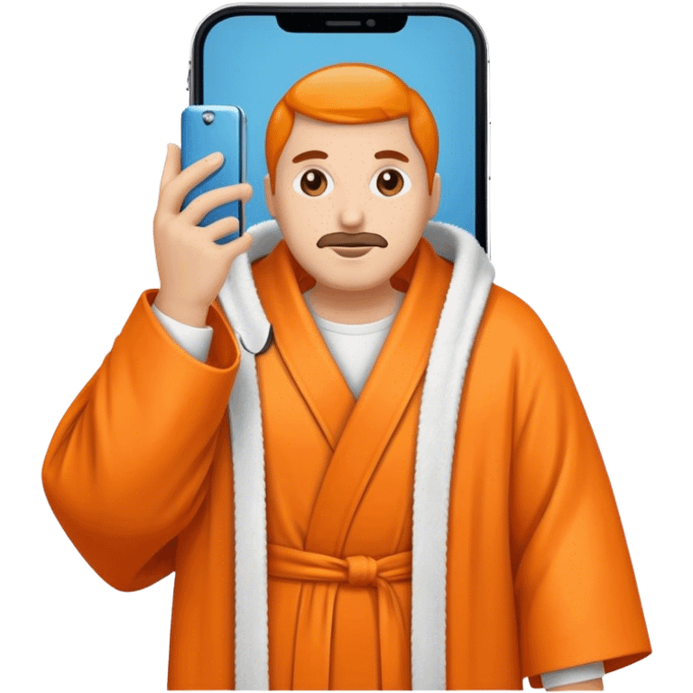 a mobile Phone in a orange robe emoji