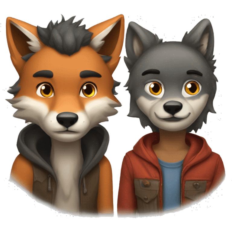 A fox and a wolf I love emoji