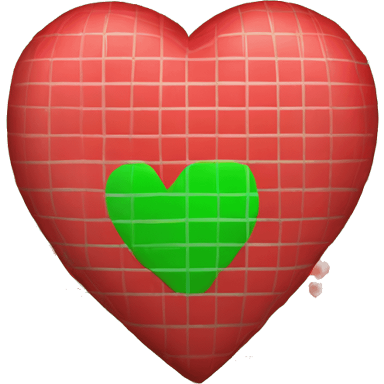 Un coeur à carreaux rouge et vert mélngé emoji