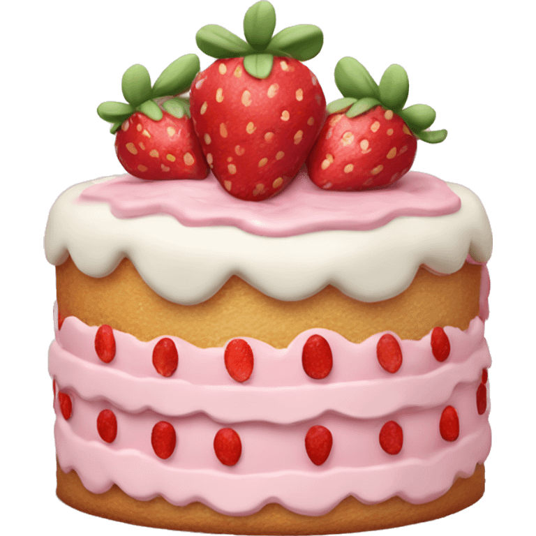 Pink strawberries and cream birthday cake  emoji