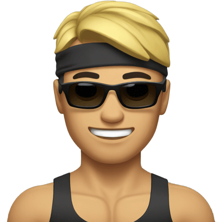 muscular asian personal trainer golden hair with sunglasses emoji