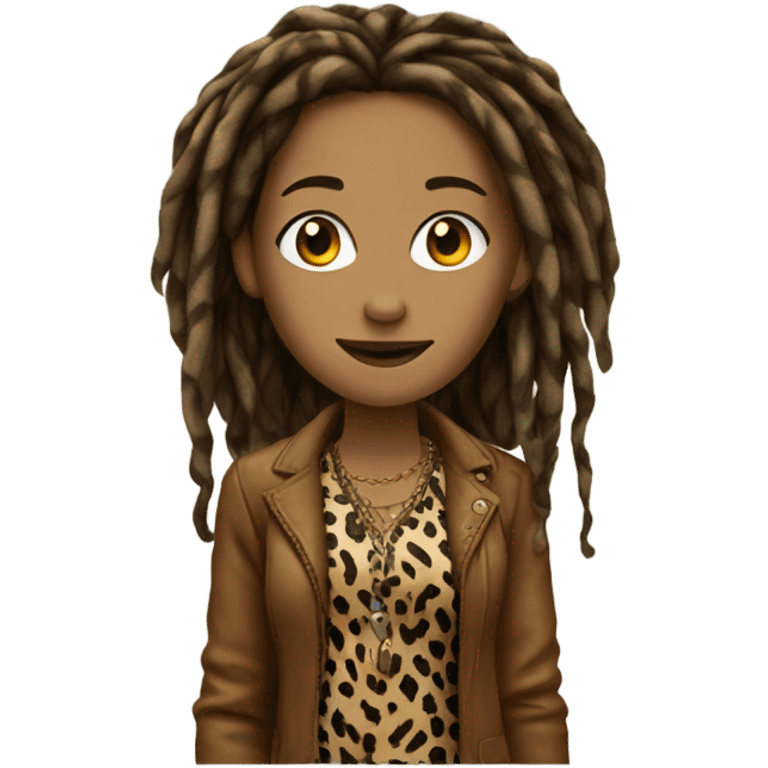 dreadlocked lady in leopard print emoji