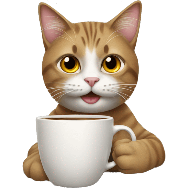 Cat drinking coffee emoji