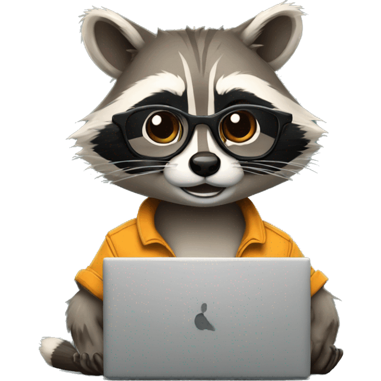 raccoon freelancer in glasses with laptop emoji