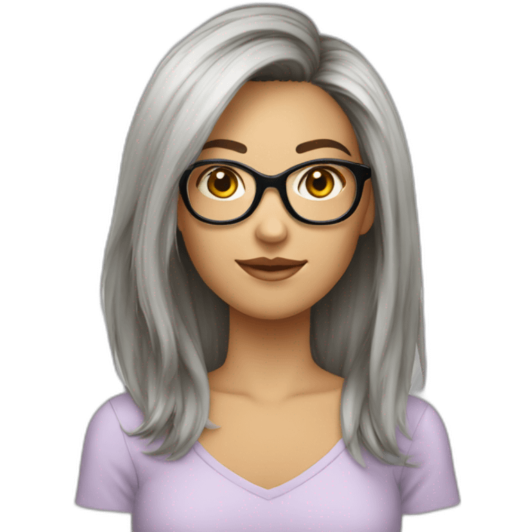 fille cheveux courts lunettes emoji