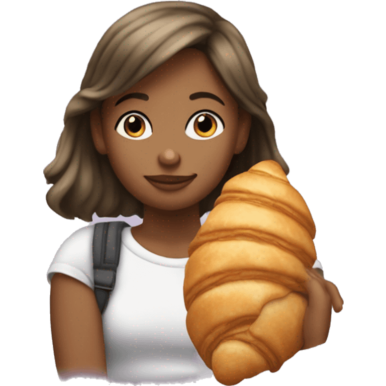 The girl with the bubble tee and the croissant.  emoji