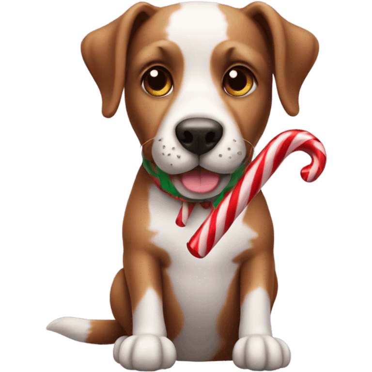 dog holding candycane emoji