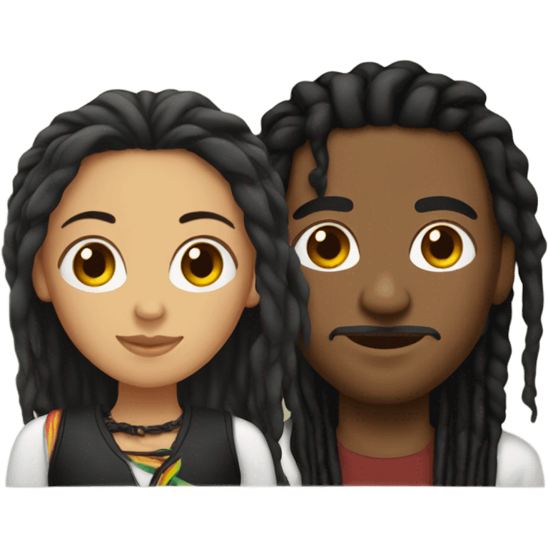 Black guy with dreads and Mexican girl with straight black hair emoji