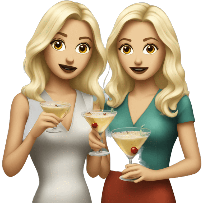 Two pretty blonde girls holding dirty martinis emoji