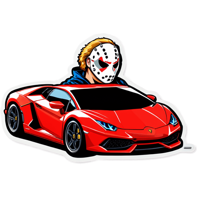 Jason Vorhees driving a red Lamborghini   emoji