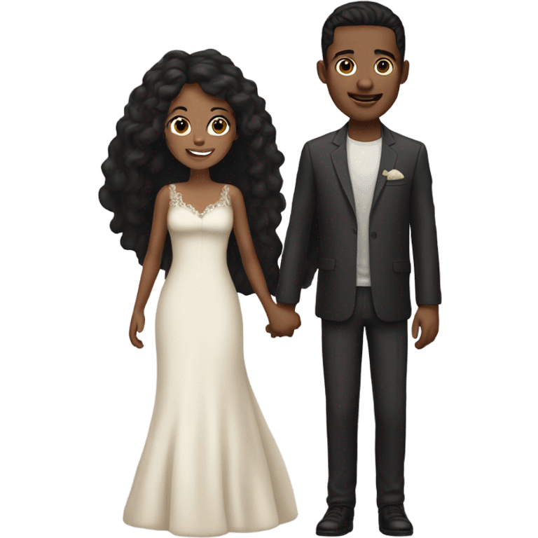 married, a couple with black hair, liltle bit lighter skin colour emoji