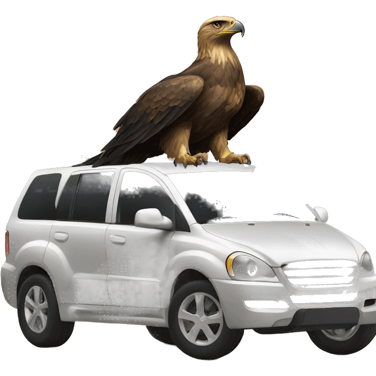 Golden eagle with a car emoji