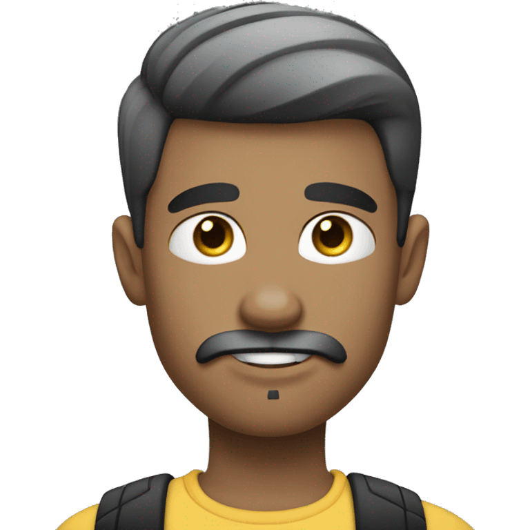 Teenage boy with white skin, and black undercut hair, who has a goatee and moustache. Make him look good  emoji