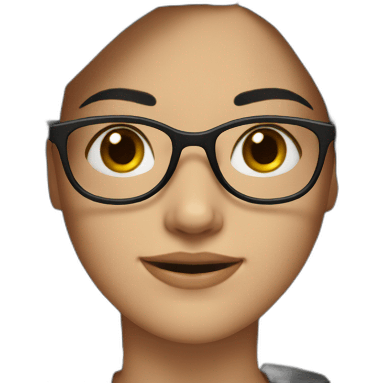 generate emoji unrussian girl with glasses, dark-black hair, brown eyes emoji