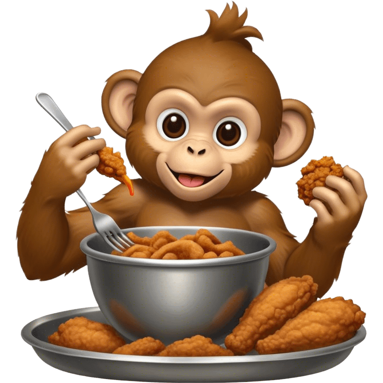 monkey eating fried chicken out of a bowl emoji