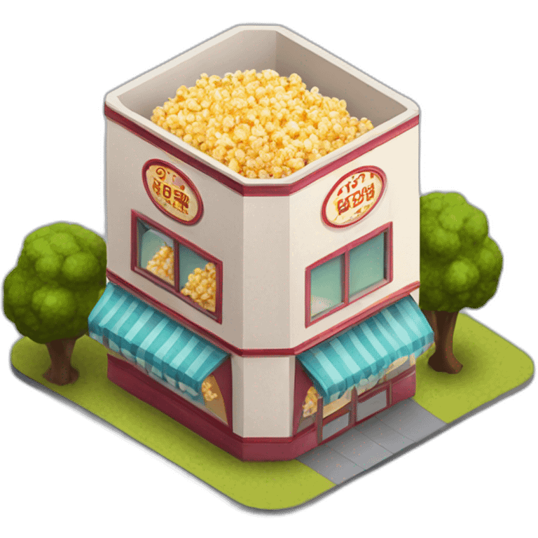 Popcorn cinema house isometric emoji