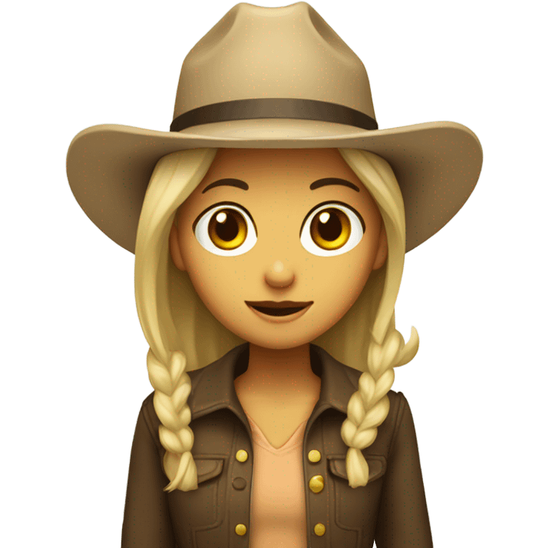 girl with beige cowboy hat, default yellow skin emoji