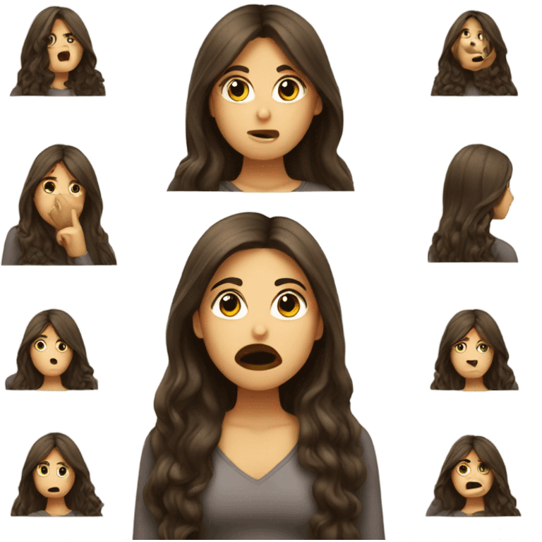 a long hair brunette girl doing shhh emoji