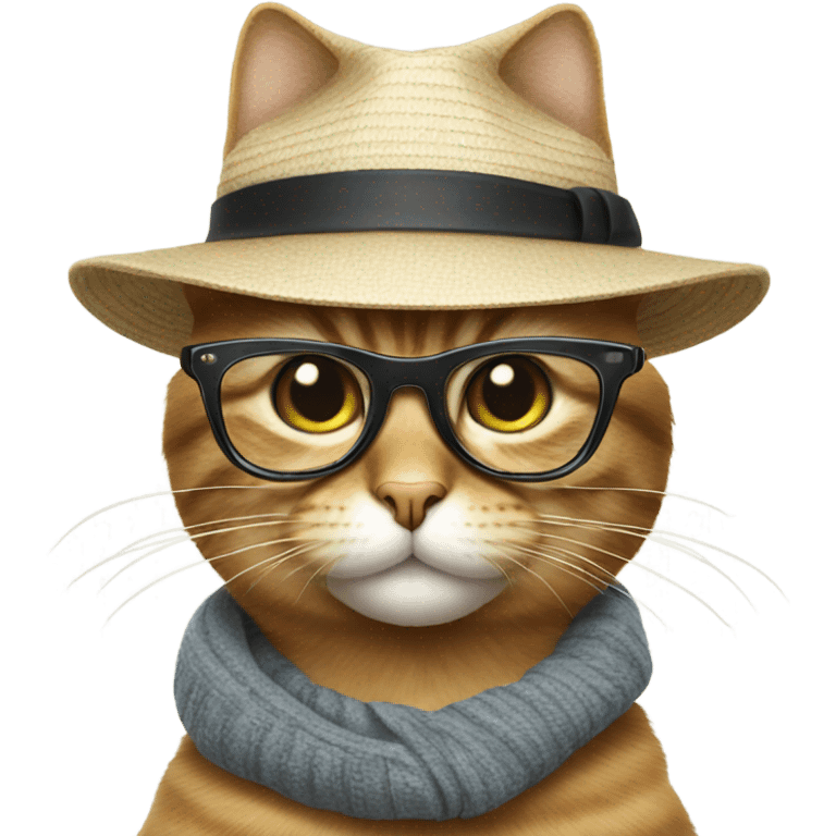 Cat with glasses and hat  emoji