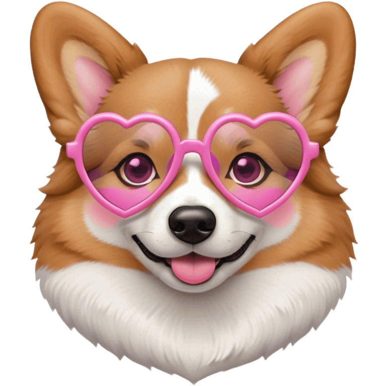 Cute corgi wearing pink heart glasses emoji