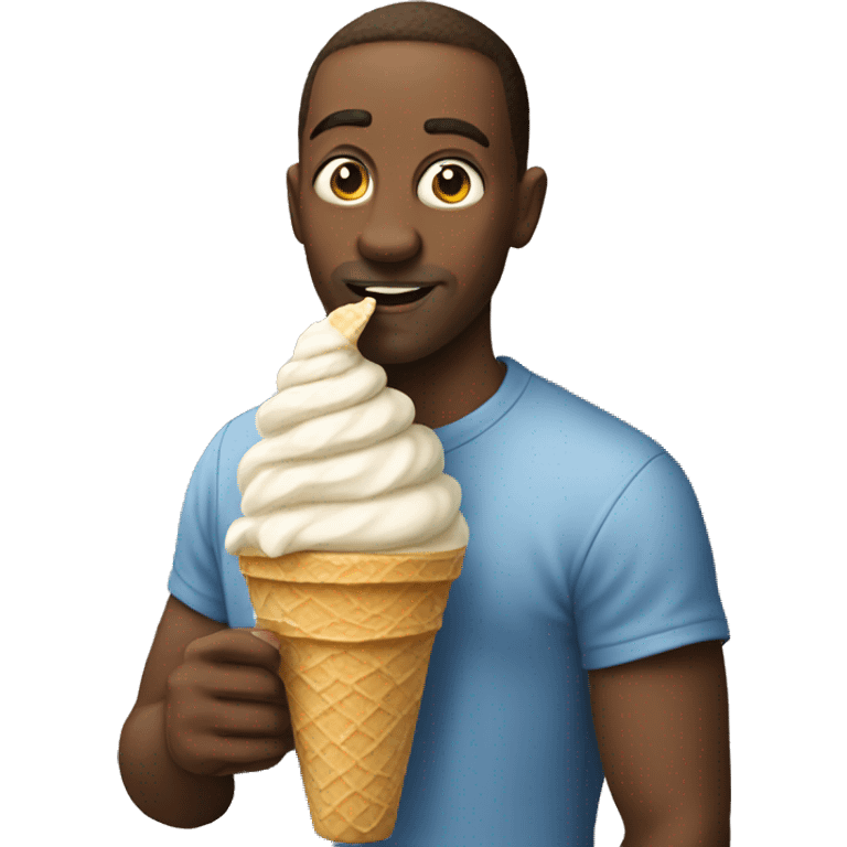 realistic portrait of a male eating ice cream emoji