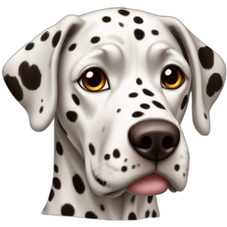 Dalmatian with brown colored spots and full colored ears emoji