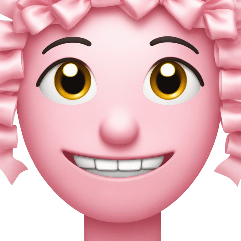 Light pink smiley with little bows on head and eyelashes  emoji