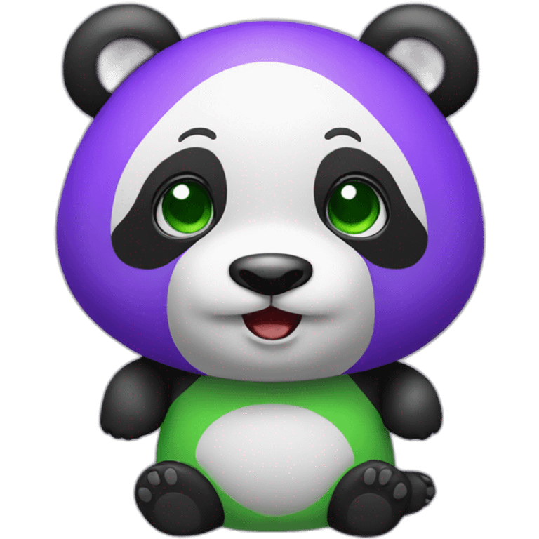 Purple and Green panda happy emoji