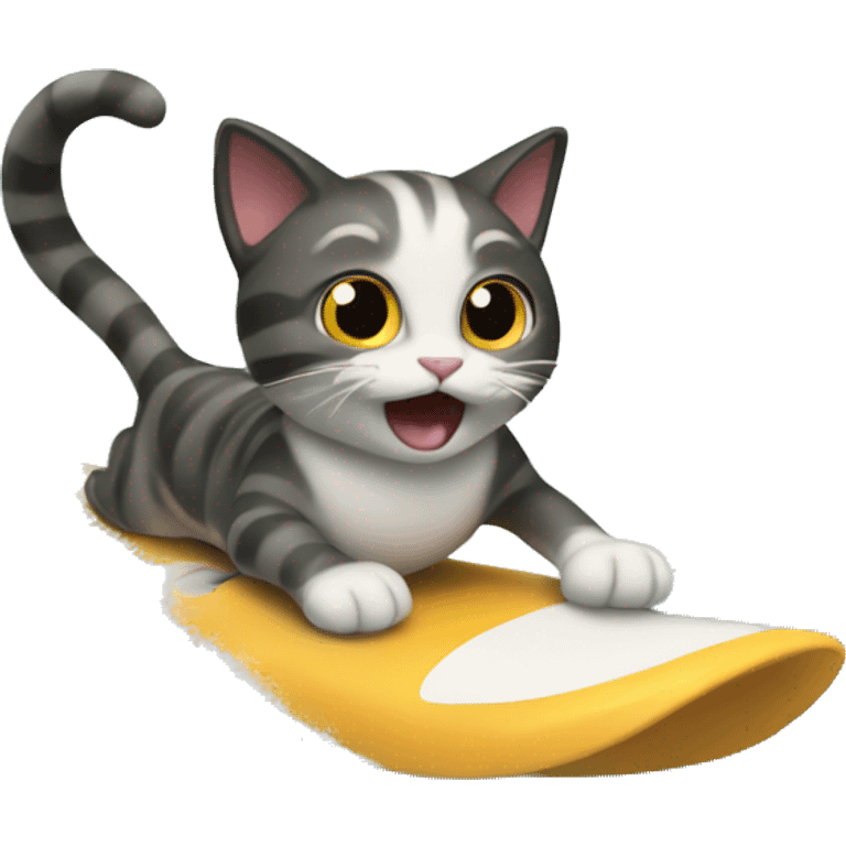 Cat riding a wave emoji