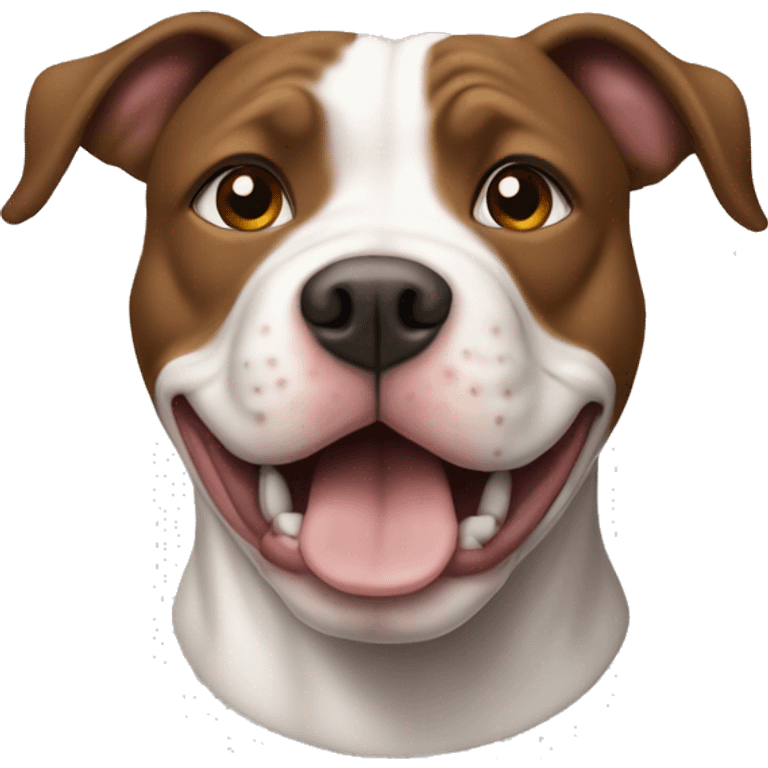 Pitt bull dog with white face and brown ears and nose  emoji