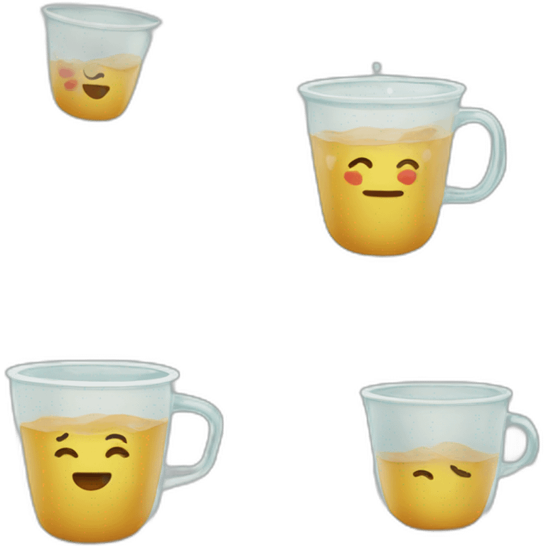 Clear water cups hold coffee emoji