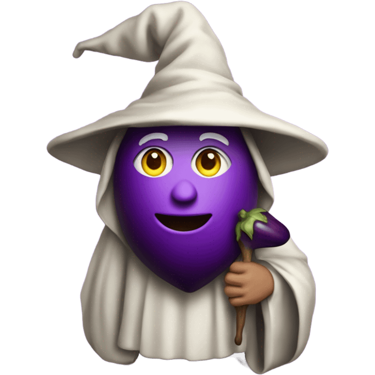 Wizard holding eggplant emoji