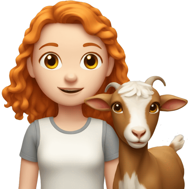 Ginger girl with a goat emoji