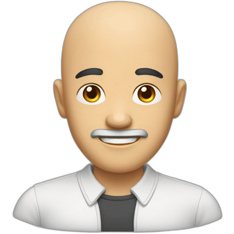 a bald asian guy with mustach smiling emoji