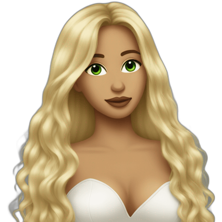 Romeo Santos kiss blond woman with green eyes amd very very very long hair emoji