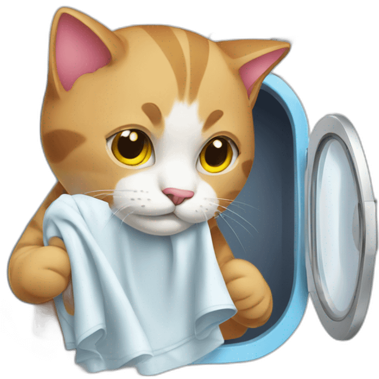 cat washing clothes emoji