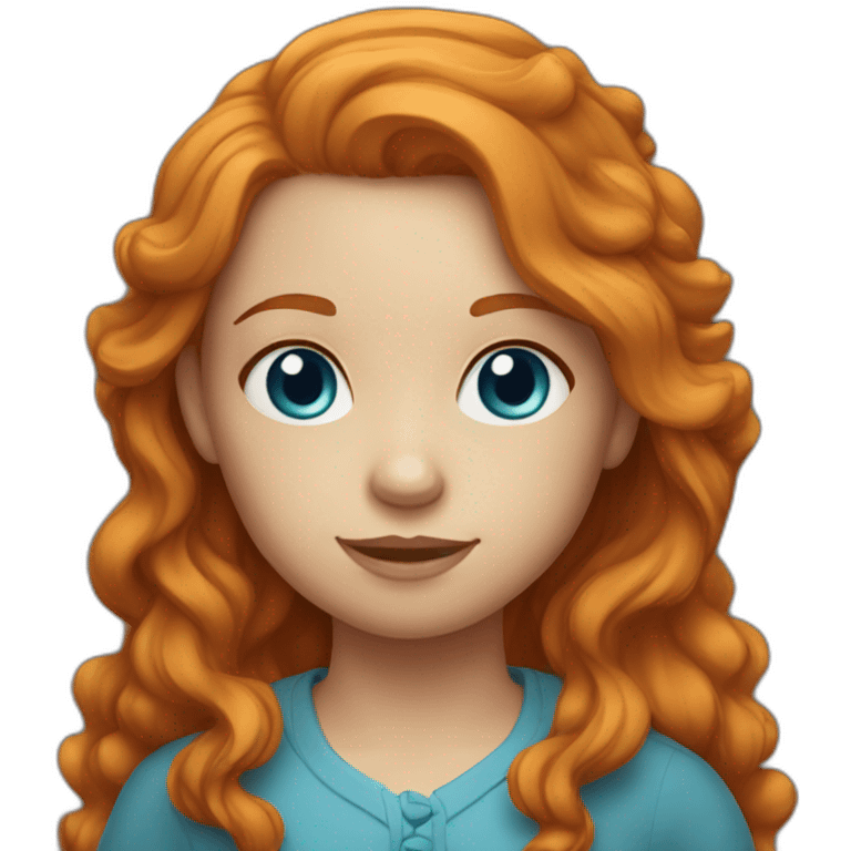 ginger girl with blue eyes and slight long wavy hair emoji