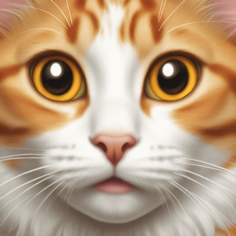 realistic cat portrait close-up orange and white emoji