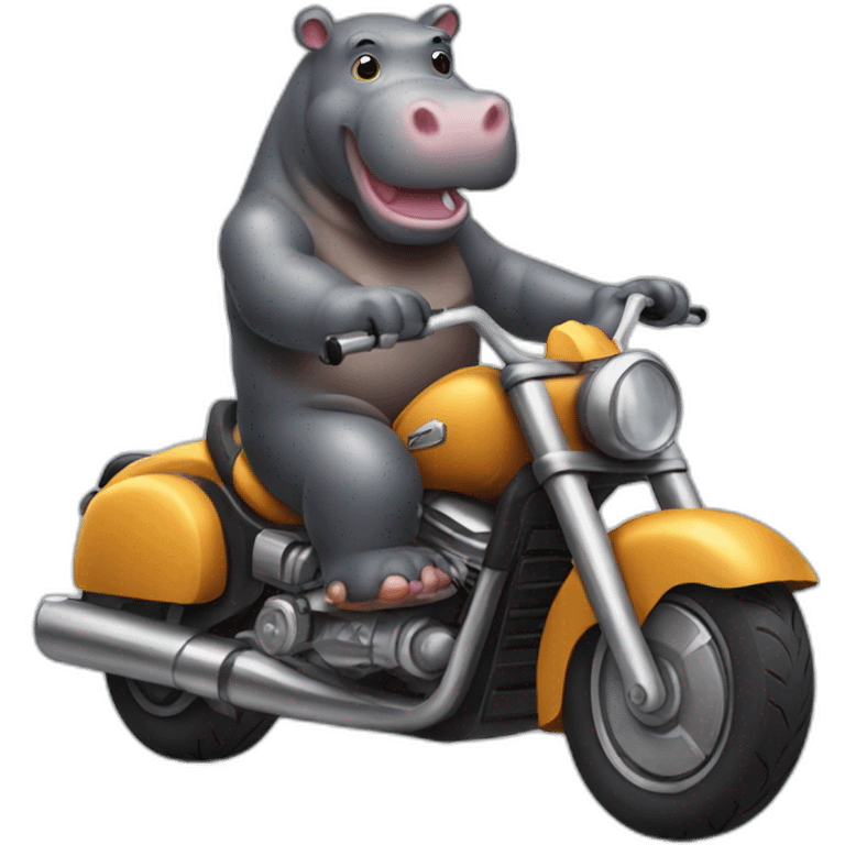 hippo riding motorcycle emoji