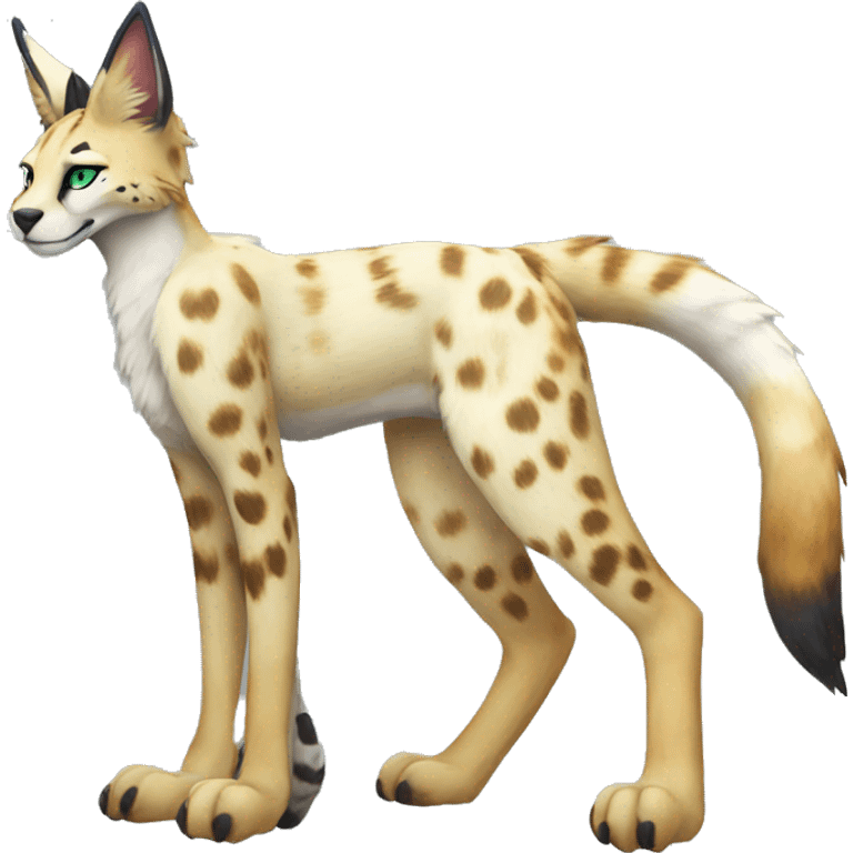 Anthro Epic Beautiful Handsome Pretty Colorful Sergal-Serval-Vernid full body emoji