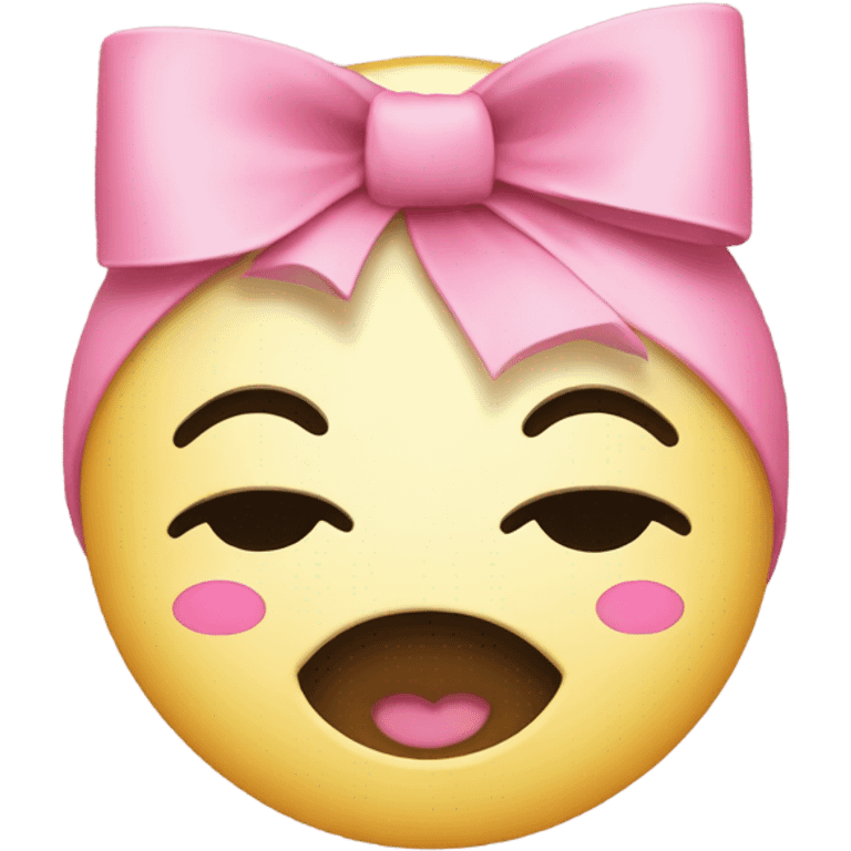 Smiley closed eyes with lashes and pink bows  emoji