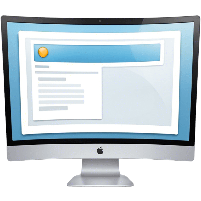 Create a professional emoji for UX/UI design. Show a curved monitor with 2 windows : one displaying white empty page, and the other showing the completed web interface. Use modern, professional colors. Do not include any emojis or smiley faces. Make the background transparent. emoji