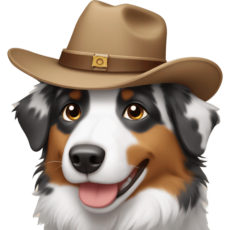 Australian shepherd with a cowboy hat emoji