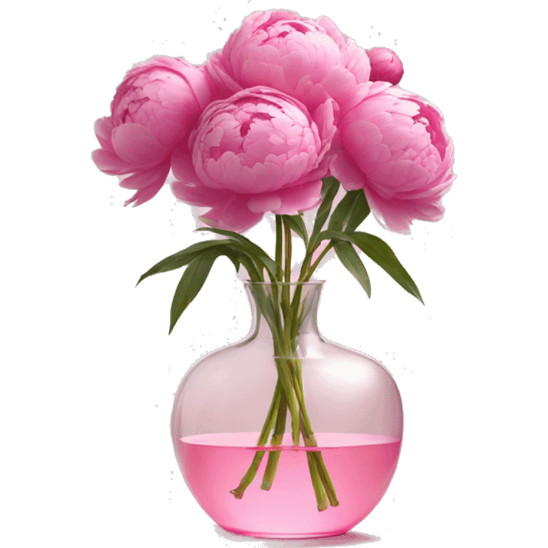 Peonies in a clear pink glass vase emoji