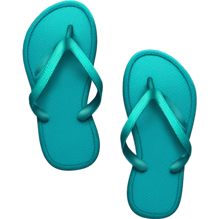 Realistic dark turquoise gradient pair of summer flip flops isolated. emoji