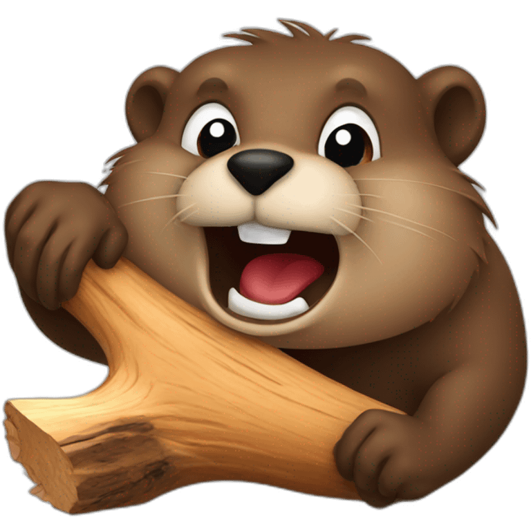 Beaver biting wood emoji