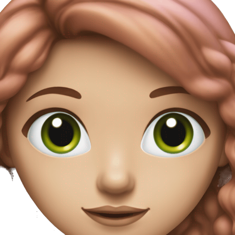 A brown-haired woman with green eyes as a mermaid, with the detail that she is pink. emoji