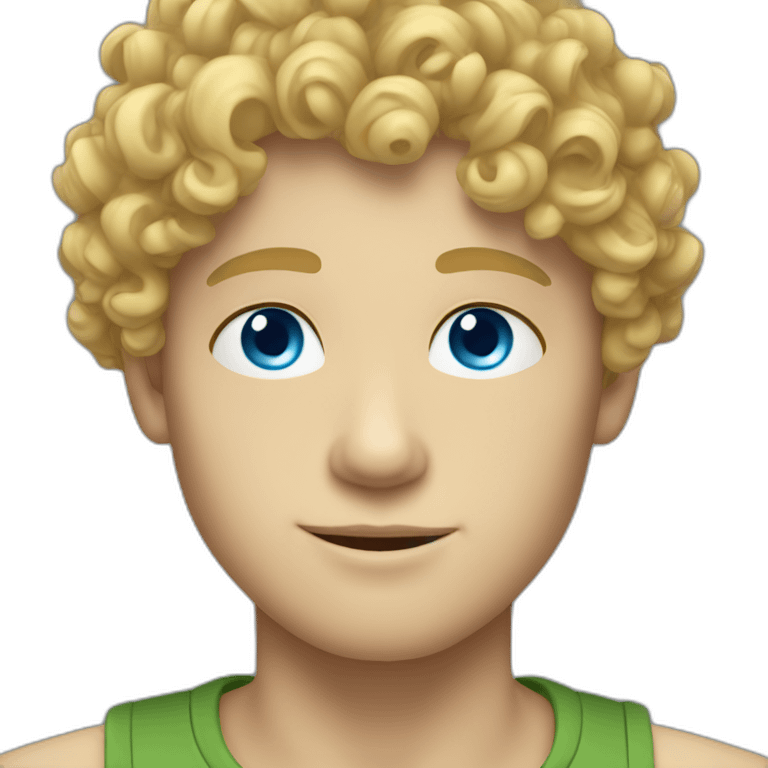 Curly short Blond hair blue eyes young male face emoji